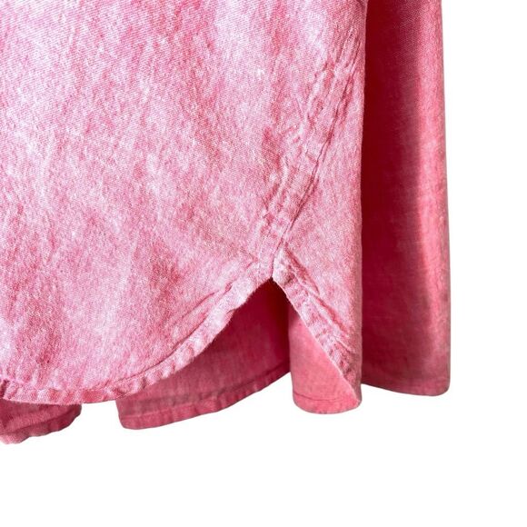 Habitat XL pink linen cotton blend shell button front collared tunic blouse shir - Picture 5 of 11